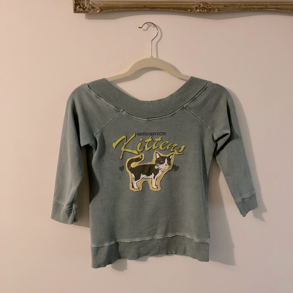 One of a kind Green Kitten Top